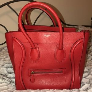 100% authentic Celine Mini Luggage Tote in Red !!!